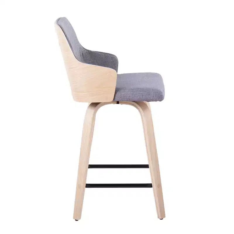 Set of 2 Stella Counter Height Barstools: Swivel Seat, Upholstered, Wood Legs - LumiSource