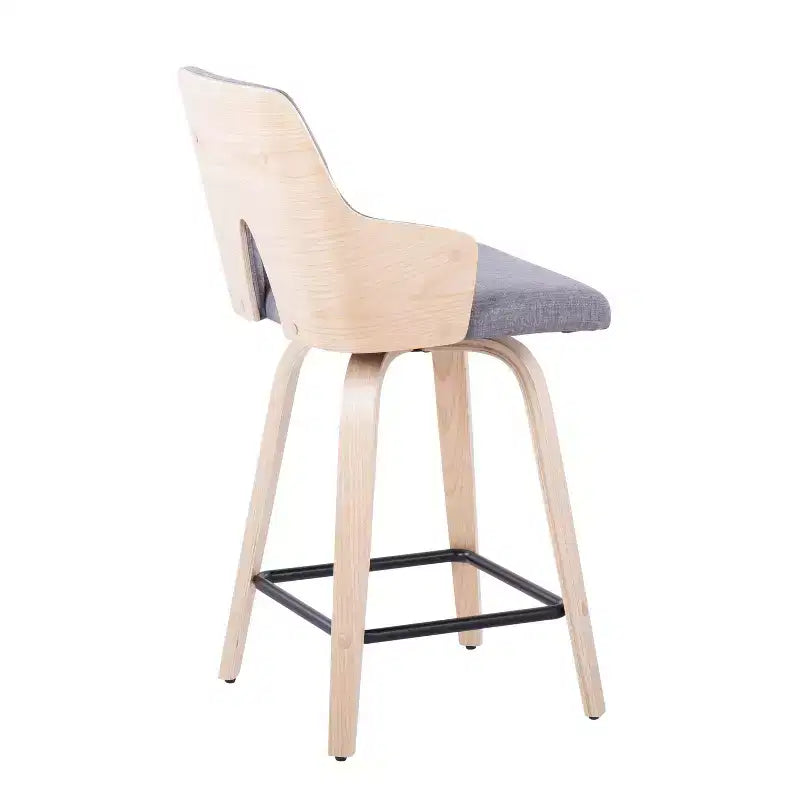 Set of 2 Stella Counter Height Barstools: Swivel Seat, Upholstered, Wood Legs - LumiSource