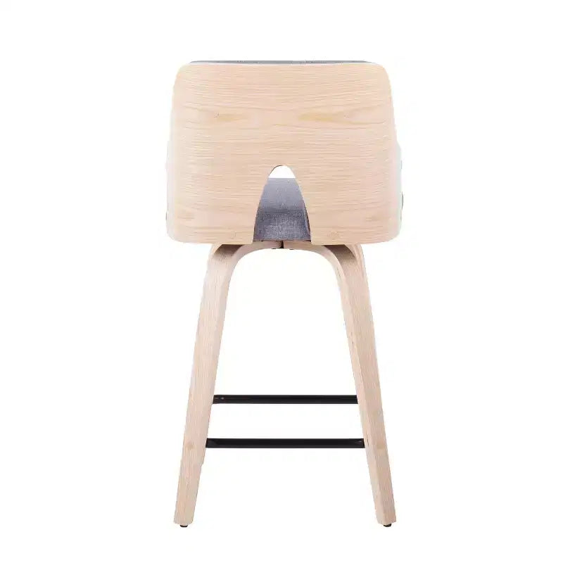 Set of 2 Stella Counter Height Barstools: Swivel Seat, Upholstered, Wood Legs - LumiSource