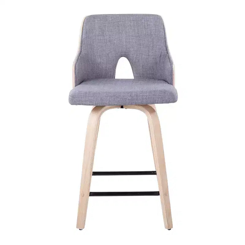 Set of 2 Stella Counter Height Barstools: Swivel Seat, Upholstered, Wood Legs - LumiSource