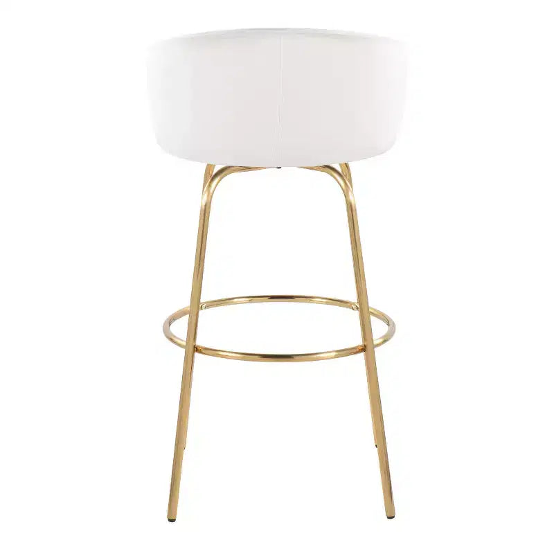 Set of 2 Claire Barstools Gold/Cream - LumiSource: Chic Velvet Upholstery, Fixed Height, Swivel Function