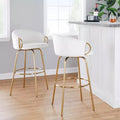 Set of 2 Claire Barstools Gold/Cream - LumiSource: Chic Velvet Upholstery, Fixed Height, Swivel Function