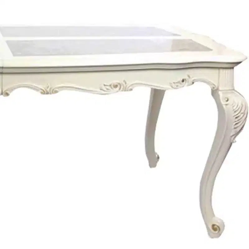 Chantelle 96" Dining Tables Marble Top and Pearl White - Acme Furniture