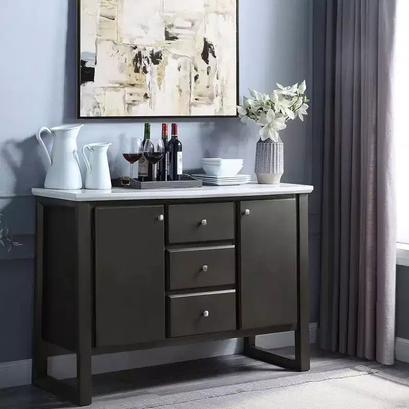 Acme Furniture Madan 54" Kitchen and Dining Cabinets Gray Oak: No Assembly, Wood Composite