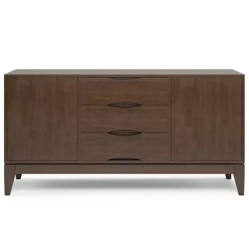 WyndenHall Pearson Sideboard Buffet Walnut Brown: Mid-Century Modern Storage, 3 Drawers, 2 Doors