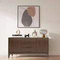 WyndenHall Pearson Sideboard Buffet Walnut Brown: Mid-Century Modern Storage, 3 Drawers, 2 Doors