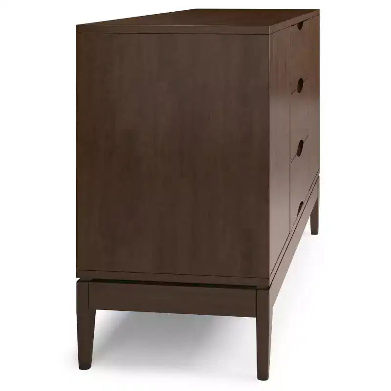 WyndenHall Pearson Sideboard Buffet Walnut Brown: Mid-Century Modern Storage, 3 Drawers, 2 Doors