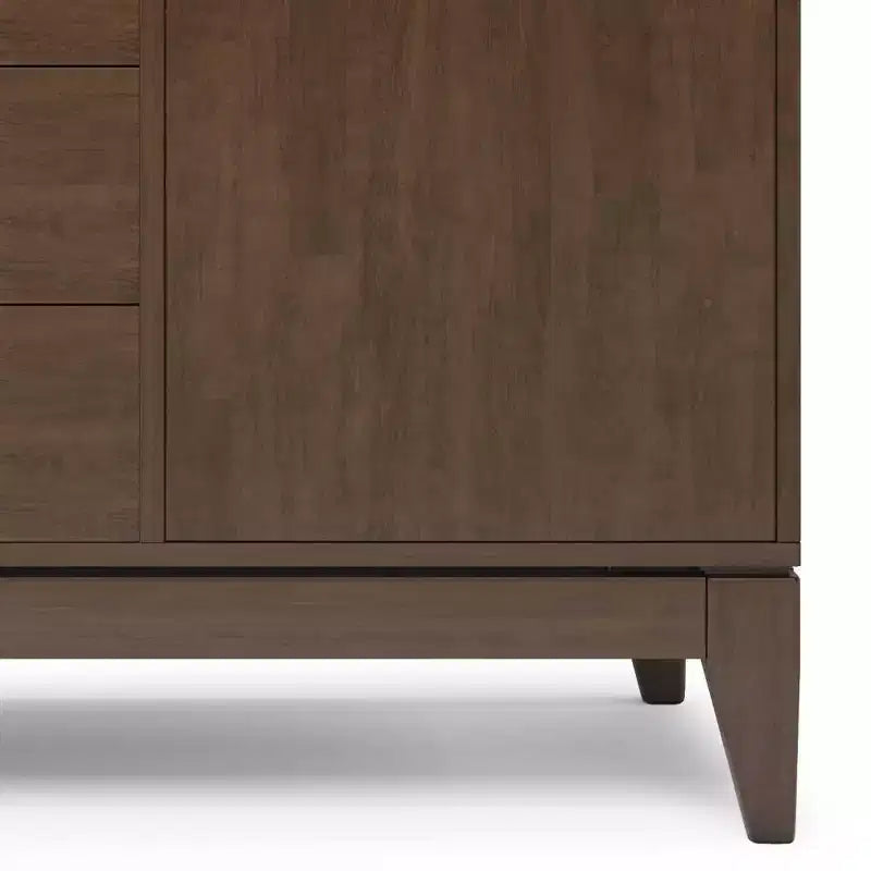 WyndenHall Pearson Sideboard Buffet Walnut Brown: Mid-Century Modern Storage, 3 Drawers, 2 Doors