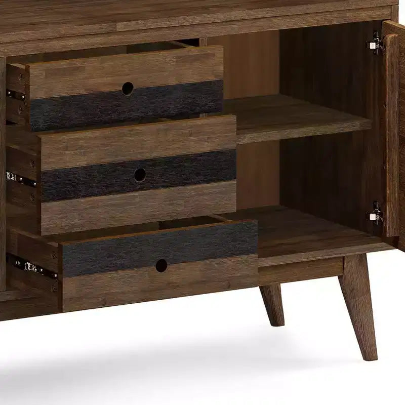 Wright Sideboard Buffet Rustic Aged Brown - Wyndenhall: Mid-Century Modern, Adjustable Shelves, Acacia Wood
