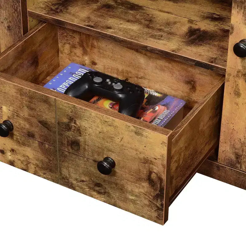 Newport Park Lane Single Drawer with Storage Cabinets and Shelves TV Stand for TVs up to 65" Barnwood - Breighton Home: