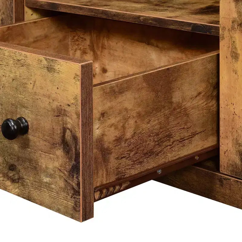 Newport Park Lane Single Drawer with Storage Cabinets and Shelves TV Stand for TVs up to 65" Barnwood - Breighton Home: