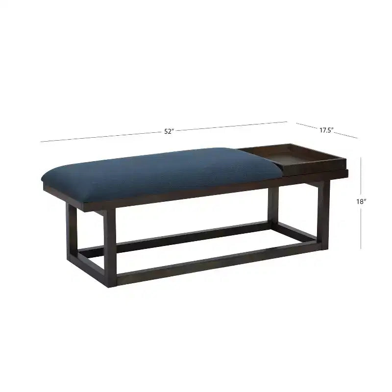 Lemire Modern Upholstered Storage Bench with Tray: Navy Blue, Wood Frame, Foam Fill, 300 lb Capacity, 52" Width