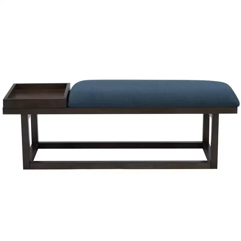 Lemire Modern Upholstered Storage Bench with Tray: Navy Blue, Wood Frame, Foam Fill, 300 lb Capacity, 52" Width