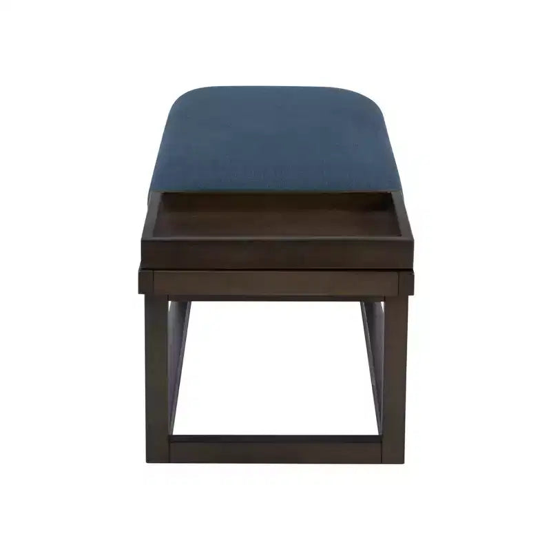 Lemire Modern Upholstered Storage Bench with Tray: Navy Blue, Wood Frame, Foam Fill, 300 lb Capacity, 52" Width