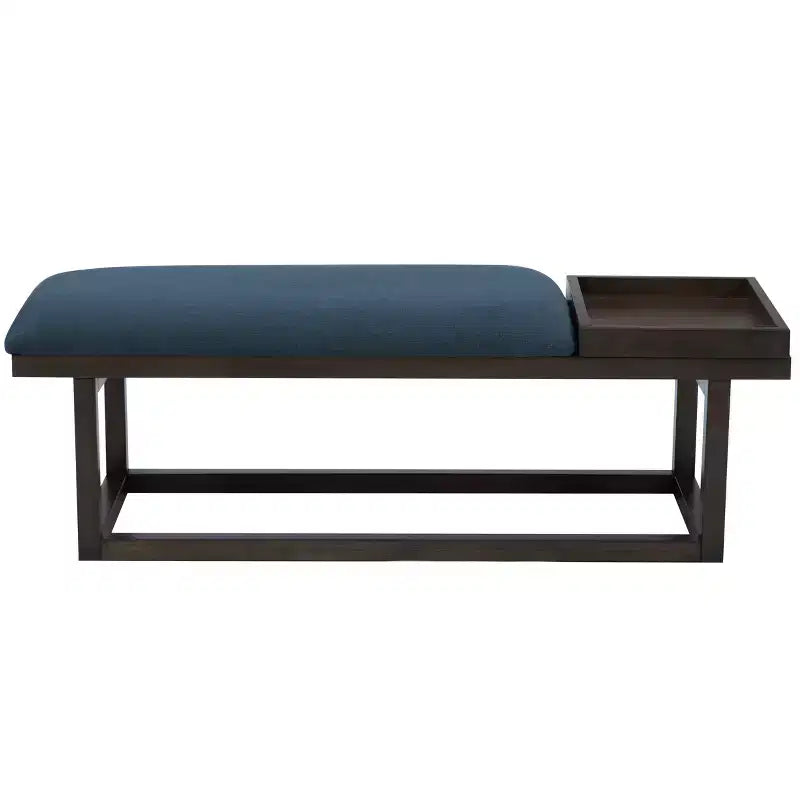 Lemire Modern Upholstered Storage Bench with Tray: Navy Blue, Wood Frame, Foam Fill, 300 lb Capacity, 52" Width