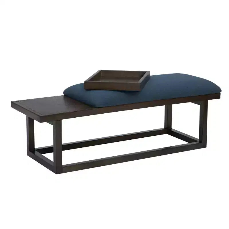 Lemire Modern Upholstered Storage Bench with Tray: Navy Blue, Wood Frame, Foam Fill, 300 lb Capacity, 52" Width