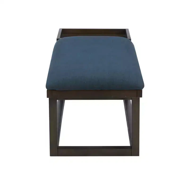 Lemire Modern Upholstered Storage Bench with Tray: Navy Blue, Wood Frame, Foam Fill, 300 lb Capacity, 52" Width