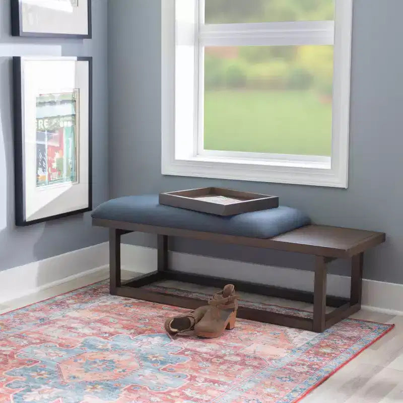 Lemire Modern Upholstered Storage Bench with Tray: Navy Blue, Wood Frame, Foam Fill, 300 lb Capacity, 52" Width
