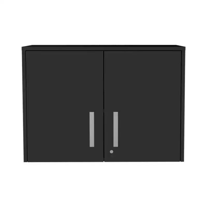 Yamagata Office Wall Cabinet Black - Boahaus: Mounted Storage, Lockable 2-Door Design, 3 Shelves