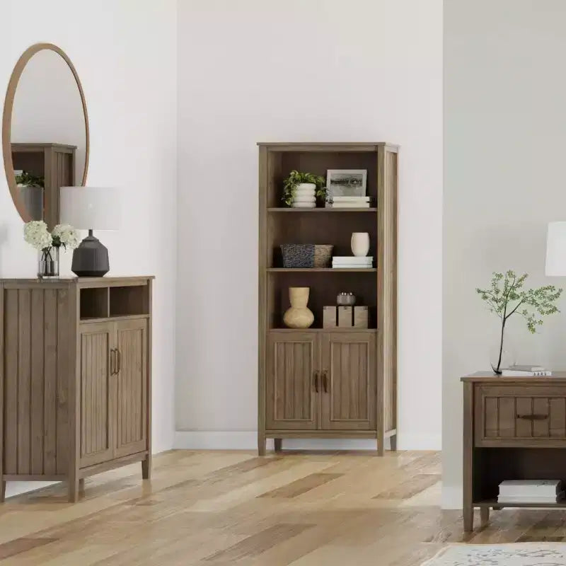 72" Rowan Bookcase Smoky Brown - Wyndenhall: Solid Hardwood, Adjustable Shelves, Storage Cabinet