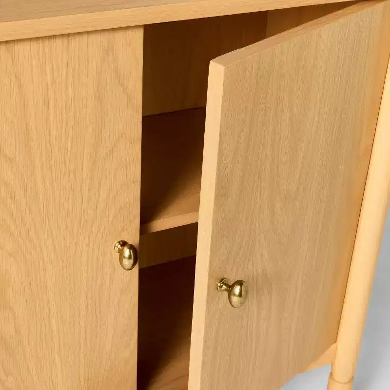 Modern Turned Wood Cabinet Brown - Threshold™ designed with Studio McGee