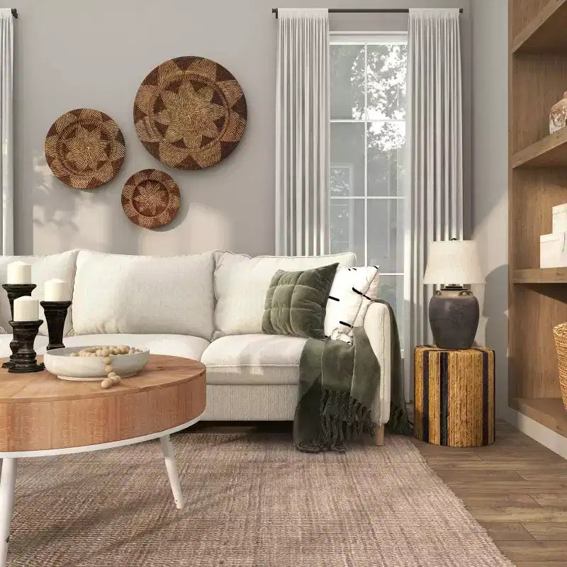 Olivia & May Banana Leaf Handmade Linear Wrapped Accent Table: No Assembly, Indoor Use, Wood Material