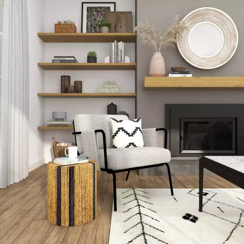 Olivia & May Banana Leaf Handmade Linear Wrapped Accent Table: No Assembly, Indoor Use, Wood Material