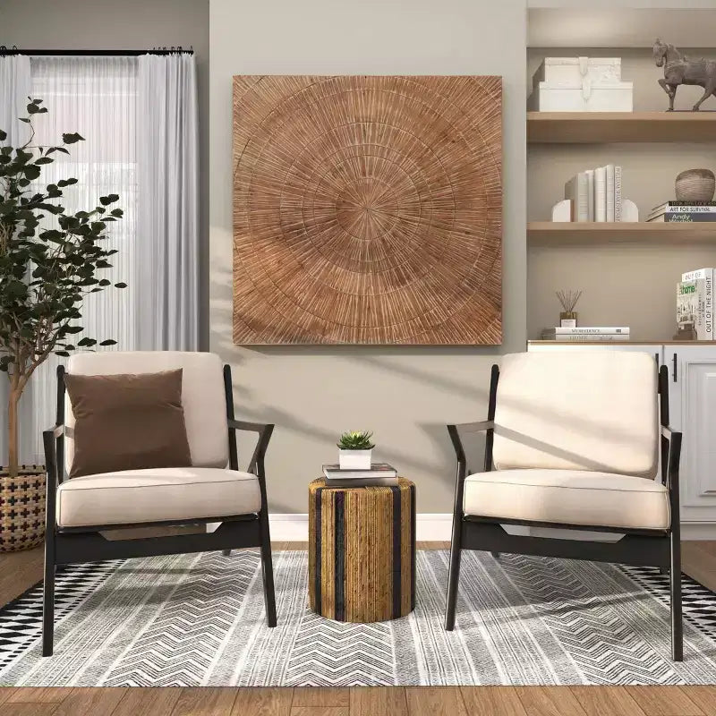 Olivia & May Banana Leaf Handmade Linear Wrapped Accent Table: No Assembly, Indoor Use, Wood Material