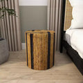 Olivia & May Banana Leaf Handmade Linear Wrapped Accent Table: No Assembly, Indoor Use, Wood Material