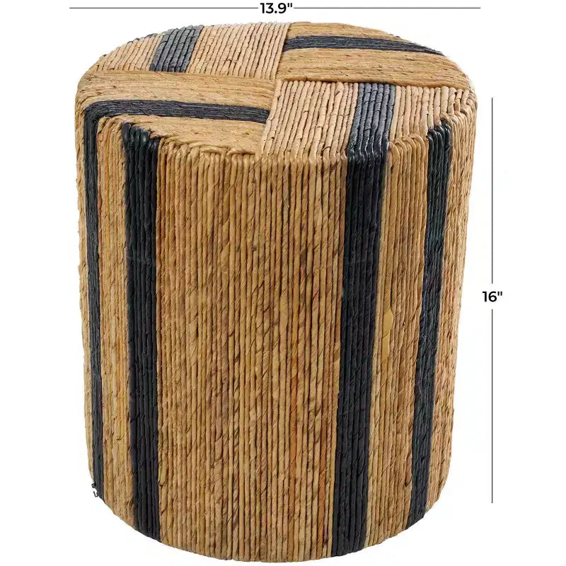 Olivia & May Banana Leaf Handmade Linear Wrapped Accent Table: No Assembly, Indoor Use, Wood Material