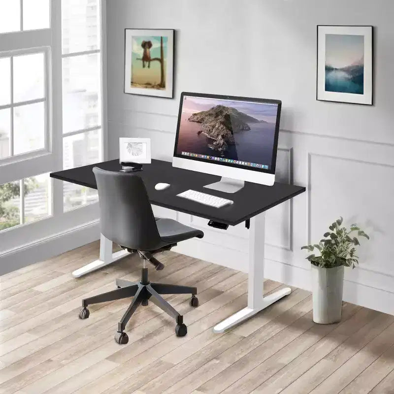 Mount-It! Electric Sit-Stand Desk with Tabletop - White / Black
