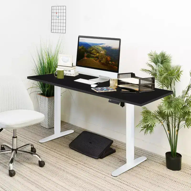 Mount-It! Electric Sit-Stand Desk with Tabletop - White / Black