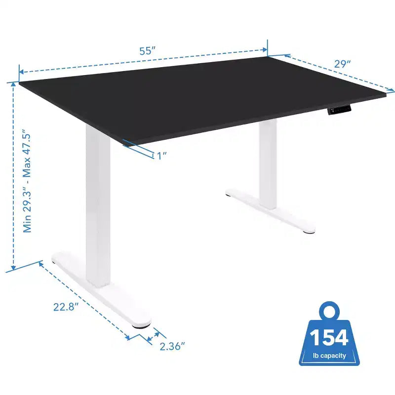 Mount-It! Electric Sit-Stand Desk with Tabletop - White / Black