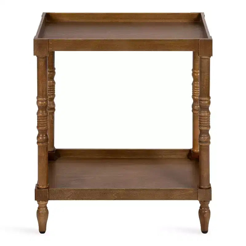 Kate and Laurel Bellport Rectangle Wood Side Table, 22x14x26, Rustic Brown
