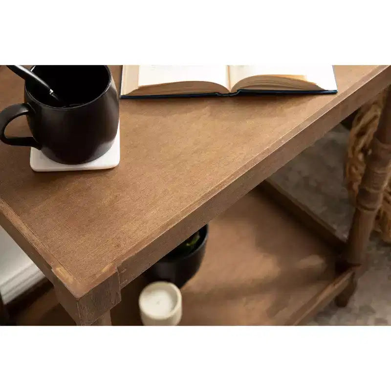 Kate and Laurel Bellport Rectangle Wood Side Table, 22x14x26, Rustic Brown