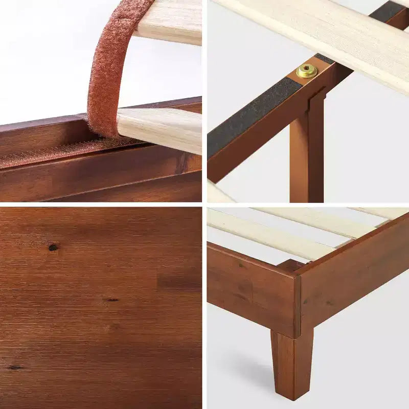 12 Wen Deluxe Wood Platform Bed Frame Cherry - Zinus