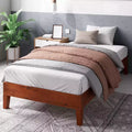 12 Wen Deluxe Wood Platform Bed Frame Cherry - Zinus