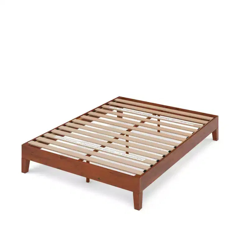 12 Wen Deluxe Wood Platform Bed Frame Cherry - Zinus
