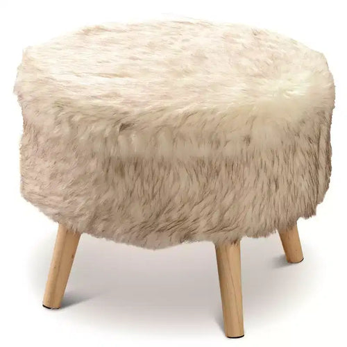 Cheer Collection 17 Round Faux Fur Stool