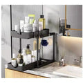MPM 2 Pack Under Sink Shelf, Kitchen Organizers, 2 Tier Bathroom Cabinet Drawer, Multi-purpose Storage with 4 Hooks
