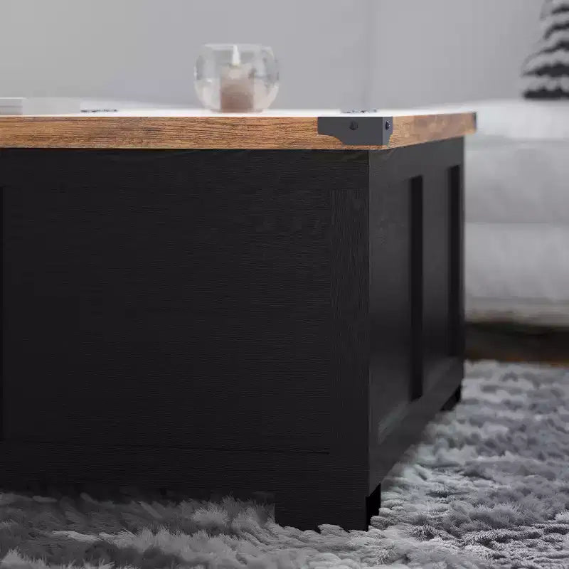 Flash Furniture Wyatt Farmhouse Storage Coffee Table with Hinged Lift Top, Large Coffee Table with Hidden Storage