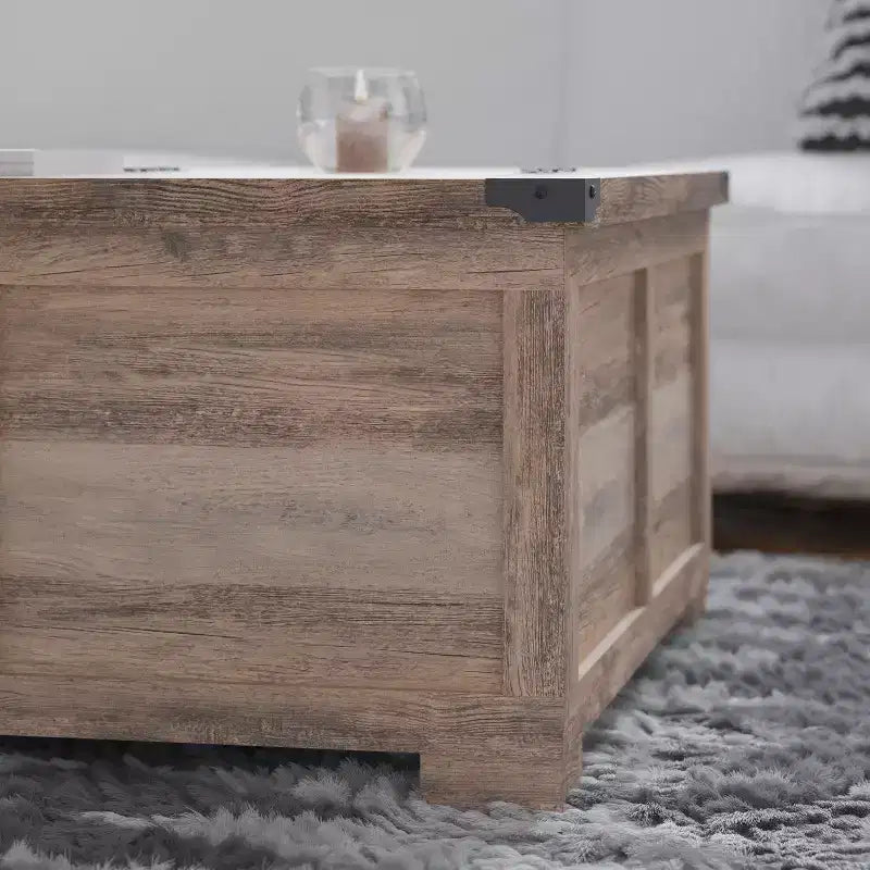 Flash Furniture Wyatt Farmhouse Storage Coffee Table with Hinged Lift Top, Large Coffee Table with Hidden Storage