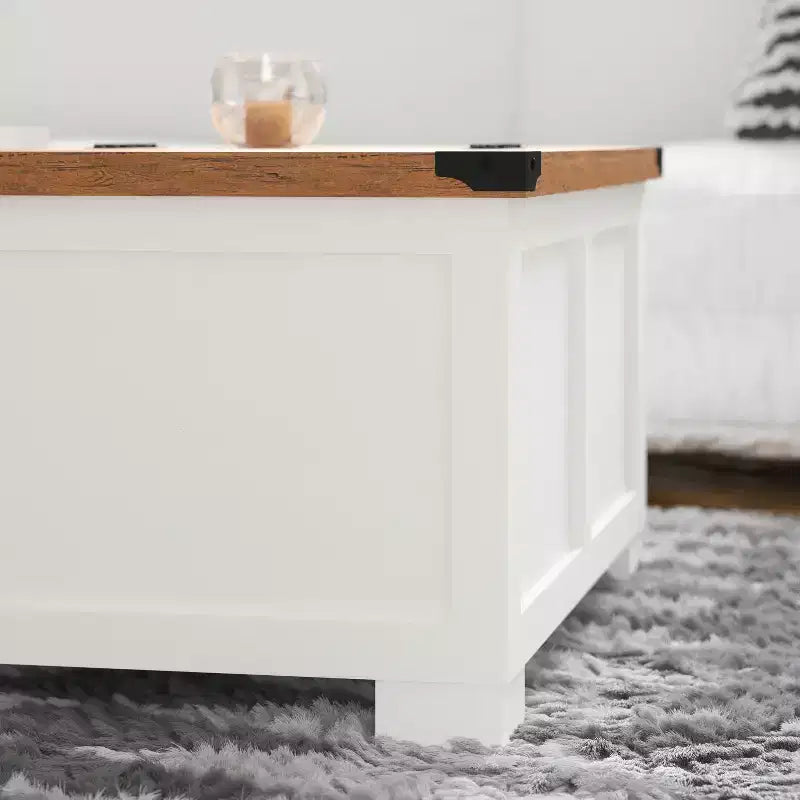 Flash Furniture Wyatt Farmhouse Storage Coffee Table with Hinged Lift Top, Large Coffee Table with Hidden Storage