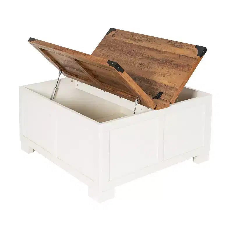 Flash Furniture Wyatt Farmhouse Storage Coffee Table with Hinged Lift Top, Large Coffee Table with Hidden Storage