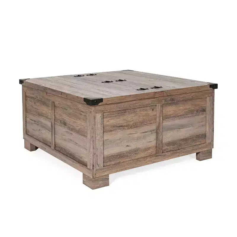 Flash Furniture Wyatt Farmhouse Storage Coffee Table with Hinged Lift Top, Large Coffee Table with Hidden Storage
