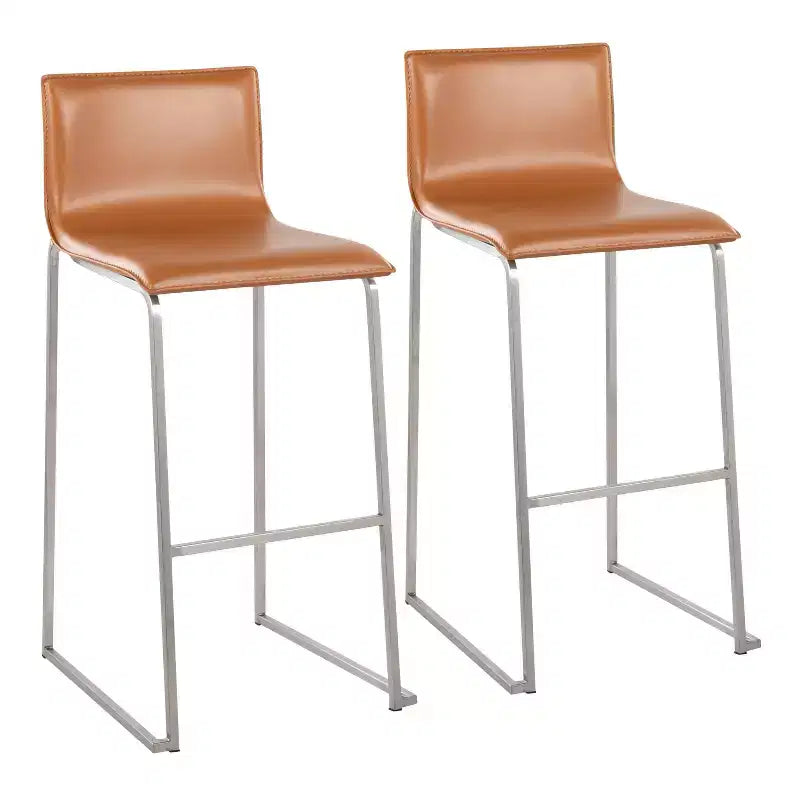 Set of 2 Mara Upholstered Barstools Stainless Steel - Lumisource