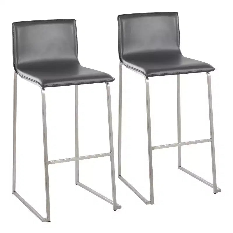 Set of 2 Mara Upholstered Barstools Stainless Steel - Lumisource