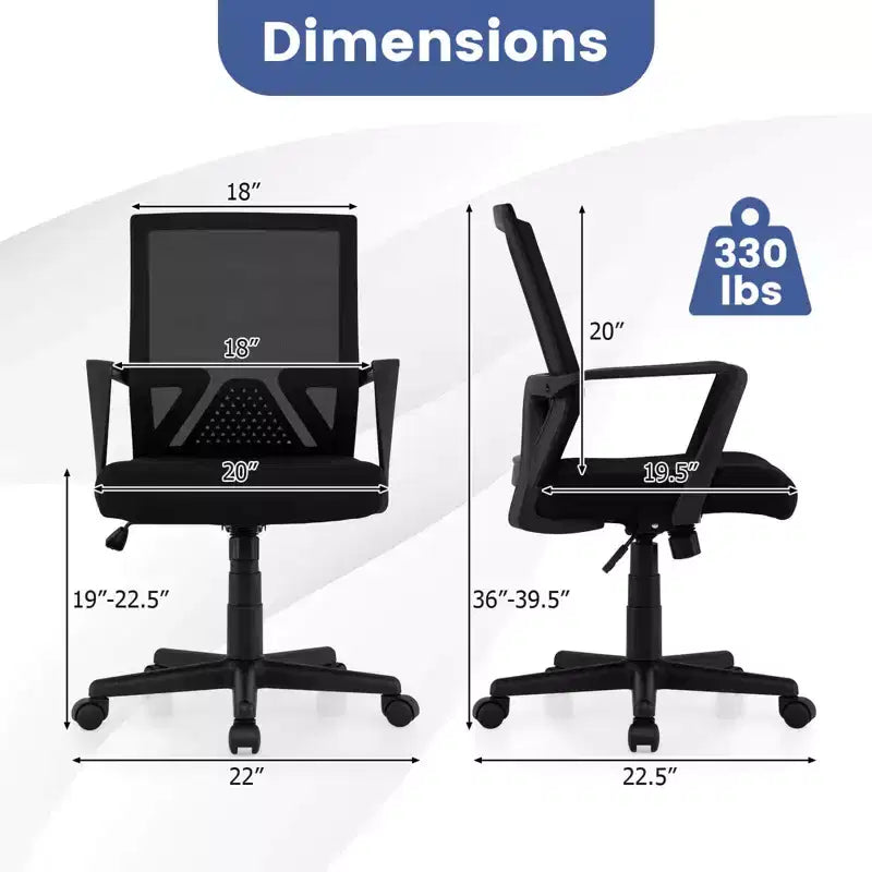 Costway Mesh Office Chair Swivel Rocking Chair Adjustable w/ Armrests & Lumbar Support