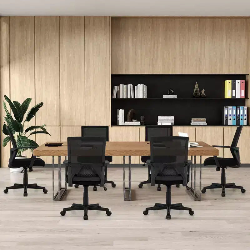 Costway Mesh Office Chair Swivel Rocking Chair Adjustable w/ Armrests & Lumbar Support