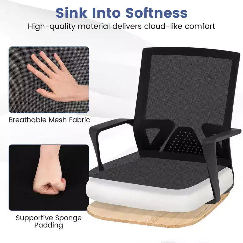 Costway Mesh Office Chair Swivel Rocking Chair Adjustable w/ Armrests & Lumbar Support